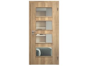 SAPELI SWING KOMFORT M49 - CPL LAMINÁT - OTOČNÉ DVEŘE VČ. ZÁRUBNĚ - Dub Halifax (Průchozí výška (cm) 210, Průchozí šířka (cm) 90, typ skla Satináto bílé)