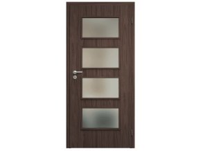 SAPELI SWING KOMFORT M49 - CPL LAMINÁT - OTOČNÉ DVEŘE VČ. ZÁRUBNĚ - Ořech (Průchozí výška (cm) 210, Průchozí šířka (cm) 90, typ skla Satináto bílé)