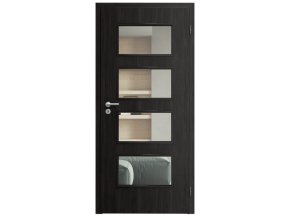 SAPELI SWING KOMFORT M49 - CPL LAMINÁT - OTOČNÉ DVEŘE VČ. ZÁRUBNĚ - Ořech královský (Průchozí výška (cm) 210, Průchozí šířka (cm) 90, typ skla Satináto bílé)