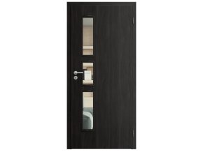 SAPELI ELEGANT KOMFORT M33 - CPL LAMINÁT - OTOČNÉ DVEŘE VČ. ZÁRUBNĚ - Ořech královský (Průchozí výška (cm) 210, Průchozí šířka (cm) 90, typ skla Satináto bílé)