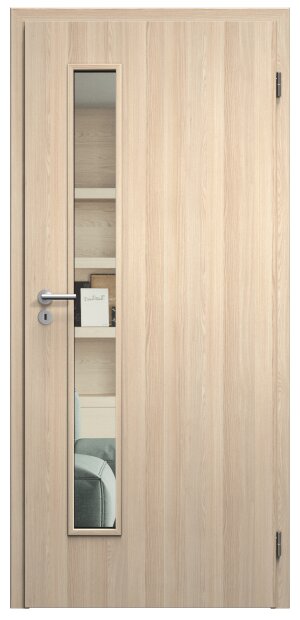 SAPELI ELEGANT KOMFORT M60 - CPL LAMINÁT - OTOČNÉ DVEŘE VČ. ZÁRUBNĚ - Jasan Průchozí šířka (cm): 70, Průchozí výška (cm): 197, Typ skla: Satináto bílé