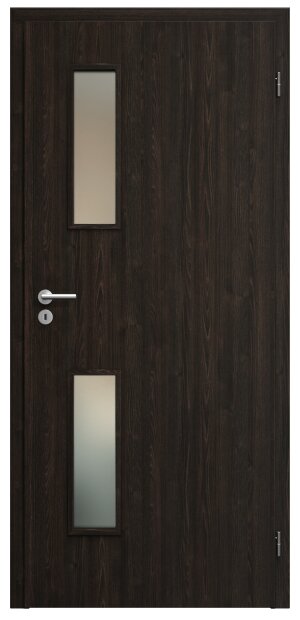 SAPELI ELEGANT KOMFORT M32 - CPL LAMINÁT - OTOČNÉ DVEŘE VČ. ZÁRUBNĚ - Wenge Průchozí šířka (cm): 60, Průchozí výška (cm): 197, Typ skla: Satináto bílé