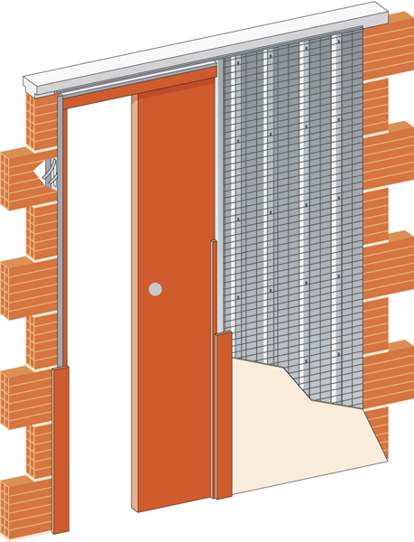 900 mm - Stavební pouzdro JAP 705 NORMA LINE - STANDARD - SDK Tloušťka pouzdra: (100mm) - 125mm příčka, Výška: 210cm