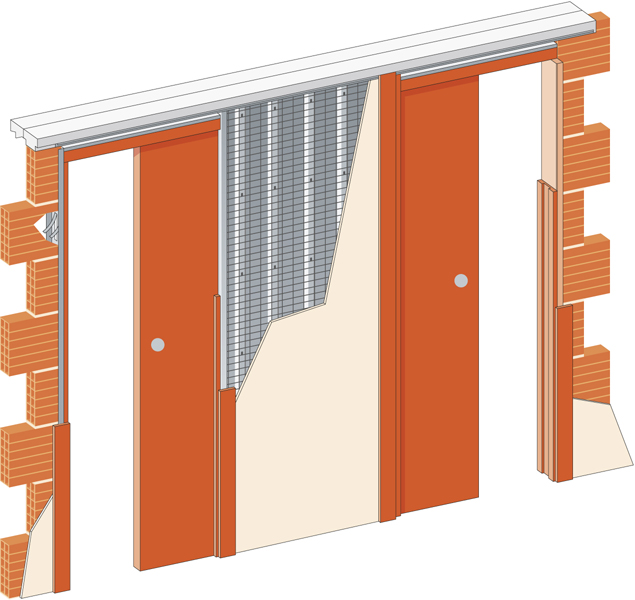 2x 700 mm - Stavební pouzdro JAP 720 NORMA LINE - UNIBOX - SDK Orientace otevírání: Levé, Výška: 197cm