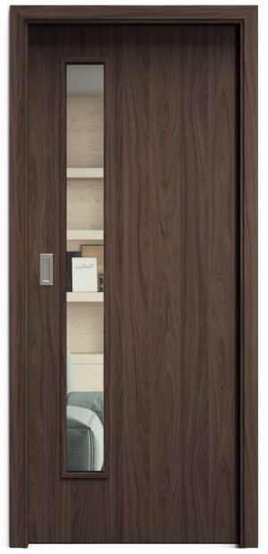 SAPELI ELEGANT KOMFORT M60 - CPL LAMINÁT - POSUVNÉ DVEŘE VČ. ZÁRUBNĚ - Ořech Průchozí šířka (cm): 60, Průchozí výška (cm): 197, Typ skla: Čiré sklo