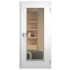 SAPELI ELEGANT KOMFORT M40 - CPL LAMINÁT - OTOČNÉ DVEŘE VČ. ZÁRUBNĚ - Bílá perla (Průchozí výška (cm) 210, Průchozí šířka (cm) 120, typ skla Satináto bílé)