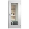 SAPELI ELEGANT KOMFORT M40 - CPL LAMINÁT - OTOČNÉ DVEŘE VČ. ZÁRUBNĚ - Bílá pór (Průchozí výška (cm) 210, Průchozí šířka (cm) 120, typ skla Satináto bílé)