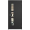 SAPELI ELEGANT KOMFORT M33 - CPL LAMINÁT - OTOČNÉ DVEŘE VČ. ZÁRUBNĚ - Černá grafit (Průchozí výška (cm) 210, Průchozí šířka (cm) 120, typ skla Satináto bílé)