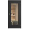 SAPELI ELEGANT KOMFORT M40 - CPL LAMINÁT - OTOČNÉ DVEŘE VČ. ZÁRUBNĚ - Černá grafit (Průchozí výška (cm) 210, Průchozí šířka (cm) 120, typ skla Satináto bílé)