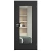 SAPELI ELEGANT KOMFORT M40 - CPL LAMINÁT - OTOČNÉ DVEŘE VČ. ZÁRUBNĚ - Černá grafit (Průchozí výška (cm) 210, Průchozí šířka (cm) 120, typ skla Satináto bílé)