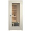 SAPELI ELEGANT KOMFORT M40 - LAKOVANÉ - OTOČNÉ DVEŘE VČ. ZÁRUBNĚ -  Barva ral (Průchozí výška (cm) 210, Průchozí šířka (cm) 90, typ skla Satináto bílé)