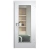 SAPELI ELEGANT KOMFORT M40 - LAKOVANÉ - OTOČNÉ DVEŘE VČ. ZÁRUBNĚ -  Barva ral (Průchozí výška (cm) 210, Průchozí šířka (cm) 90, typ skla Satináto bílé)