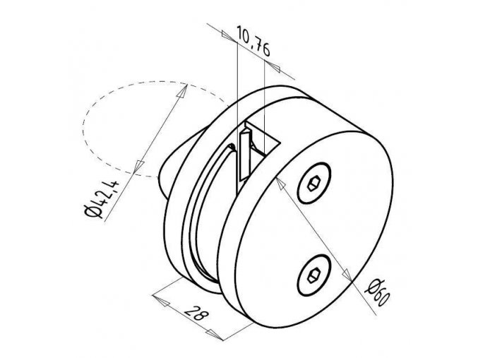 Kruhový držák skla - NEREZ - krajní