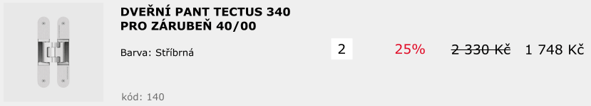 vzorová kalkulace panty Tectus 340 pro skrytou zárubeň
