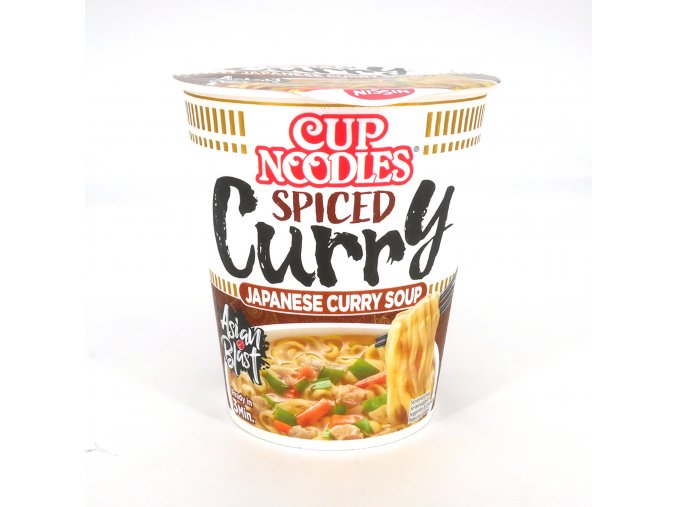 cup of instant ramen with spicy curry flavor nissin cup noodle