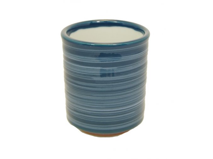 Keramický hrnek na čaj žíhaný modrý