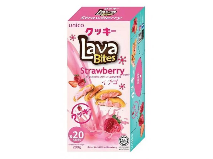 Unico Lava Bites Crispy Cookies With Strawberry Filling 200g