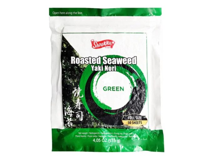 Shirakiku Roasted Seaweed Yaki Nori Green Full Size 50 Sheets 115g