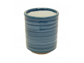 Keramický hrnek na čaj žíhaný modrý