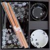 Sushi set pro dvě osoby bílo černý květiny ( BH94-AS )