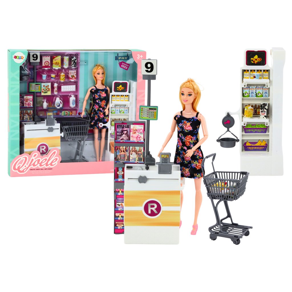 Sada Panenka v Supermarketu Regály Košík Obchodní Produkty Potraviny