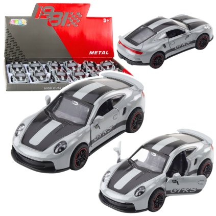 Kovový Sportovní Model GTRS, Šedý, 1:43, Otevírací Dveře, Mechanismus Pull Back