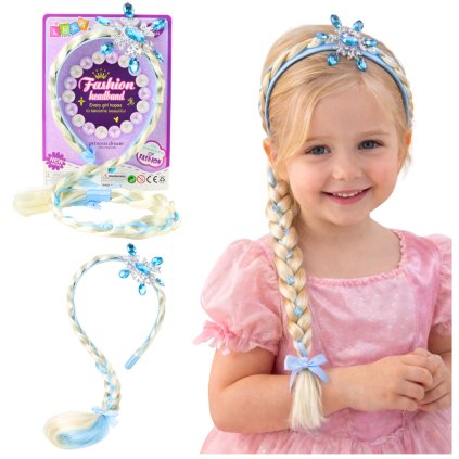 Kouzelná zimní čelenka s copem a modrými diamanty