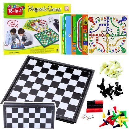 Magnetický Herní Set 18v1: Šachy a Více