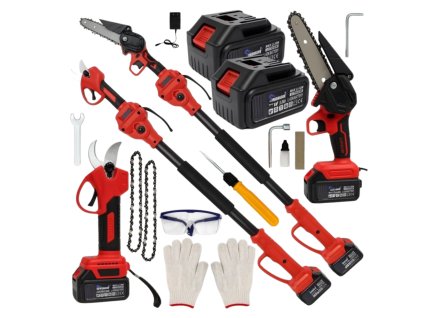 Aku pila 6″ + Nůžky + teleskop do 4 m – 2× BIG Akku 5 Ah (XXXL set)