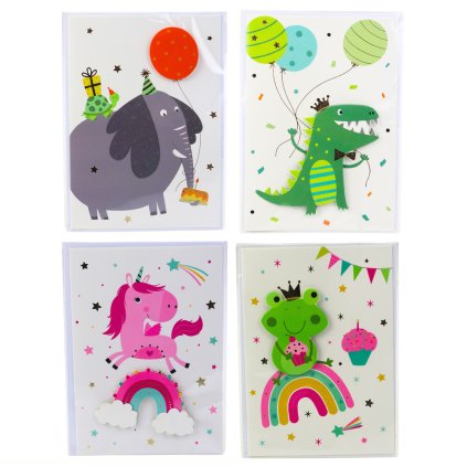 3D Pohlednice – Jednorožec, Slon, Žába, Dinosaurus + Obálka