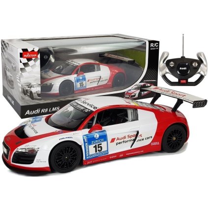 Auto R/C Audi R8 LMS Rastar 1:14 Bílo-Červené