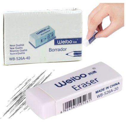 Bílá školní kancelářská guma Weibo WB-526A-40 3,5cm