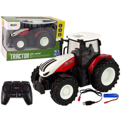Dálkově ovládaný zemědělský traktor 1:24 RC Farma Bílá Červená