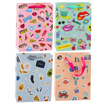 Dárková taška Barevné Samolepkové Známky 23 x 18 x 10,5 cm