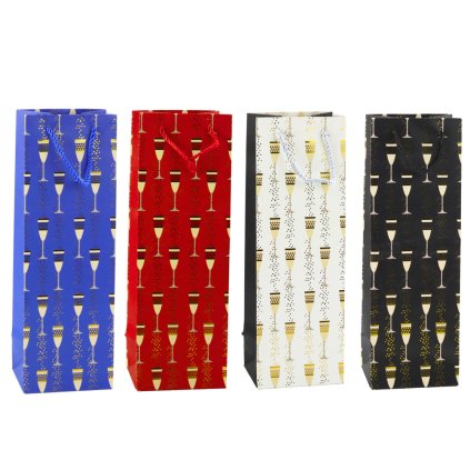 Dárková taška na láhev s motivem skleniček 36 x 12 x 10 cm