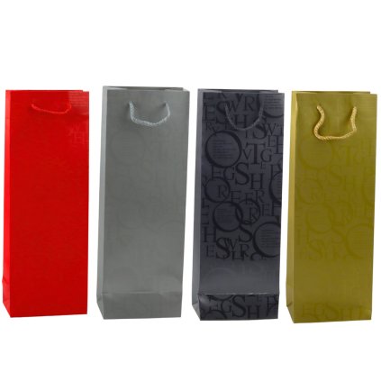 Dárková taška Na Láhev Víno Vzor S Nápisy 35 x 12 x 9 cm