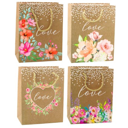Dárková taška s nápisem Love Květy 23 x 18 x 10,5 cm