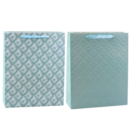 Dárková taška s reliéfem modrá tyrkysová 32 x 26 x 10 cm