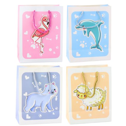 Dárková taška Zvířata 3D Pastelová 23x18x10cm