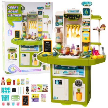 Dětská Kuchyňka S Příslušenstvím Dřez S Obeh Vody Pára Světla Zvuky 71ks