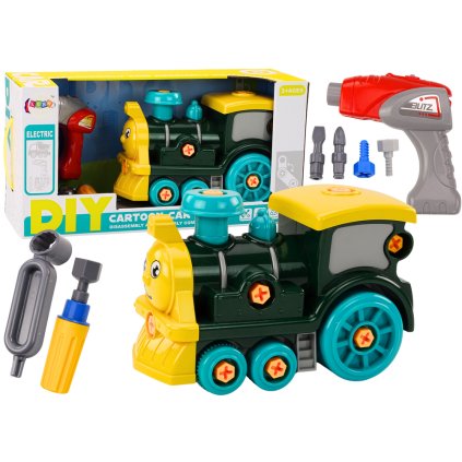 Dětská zelená kreslená lokomotiva k sestavení