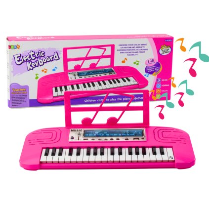 Dětské Elektrické Pianko 36 Melodií Růžové