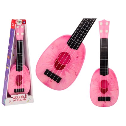 Dětské Ukulele Mini Kytara 4 Struny Broskvový Motiv Růžová Kytarka