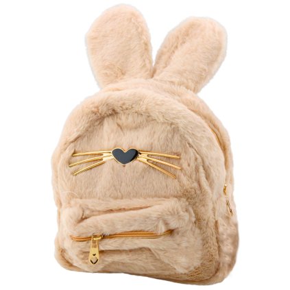 Dětský Batoh Plyšový Králík Uši Nos Vousky Béžový 3L 22cm