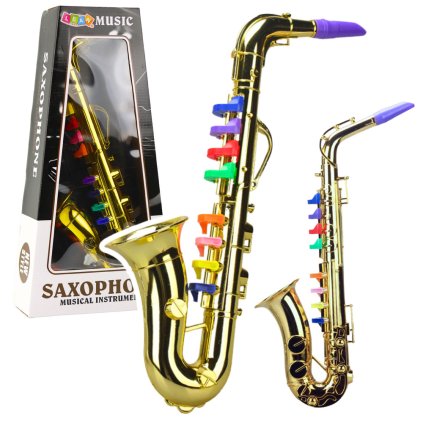 Dětský Hudební Nástroj Hračka Saxofon Zlatý