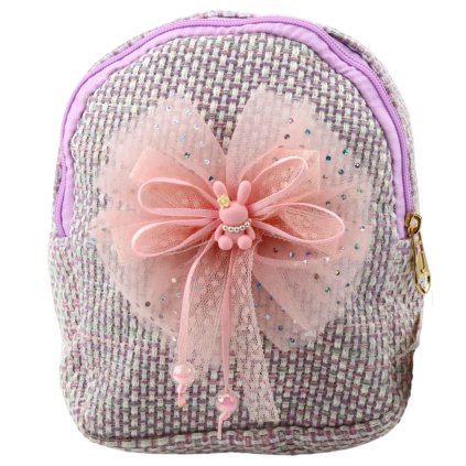 Dětský Ruksak Pletený Mašle Zajíček Fialový 21cm 2L