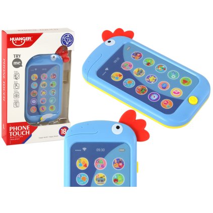 Dětský vzdělávací telefon Anglické učení Kuřátko Wac A Mole Modrý