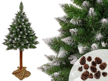 Diamantová Borovice 3D na Kmeni 180cm Sníh Třpyt
