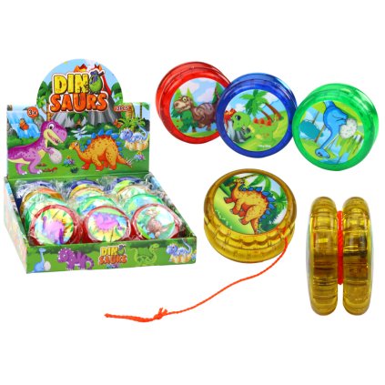 Dovednostní hračka Jojo svítící dinosauři 4 barvy