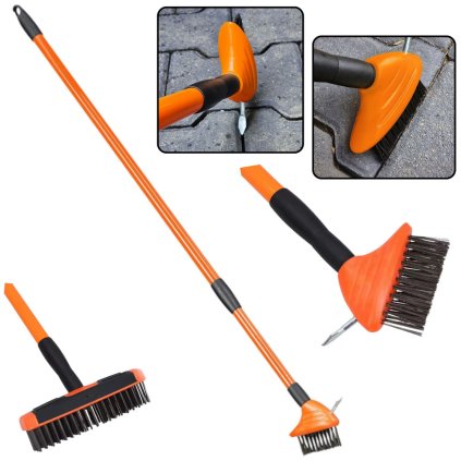 Drátěný kartáč na čištění spár dlažby se škrabkou